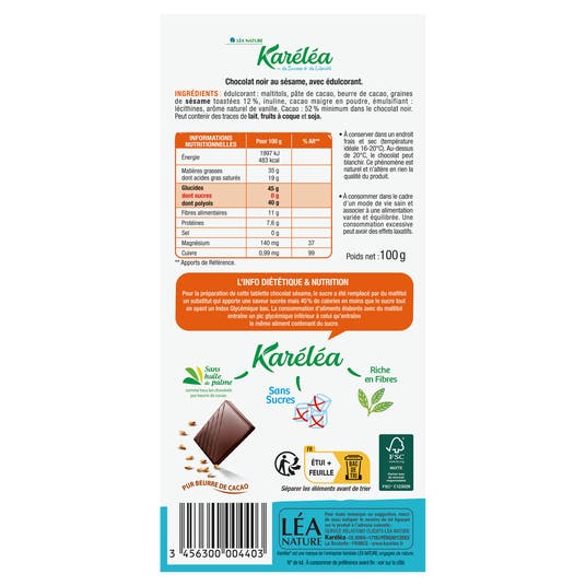 Eau Thermale Jonzac Chocolat Noir Sésame Sans Sucres