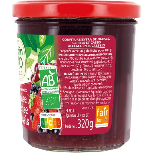 Eau Thermale Jonzac Confiture Extra Fraise Cerise Cassis - Bio