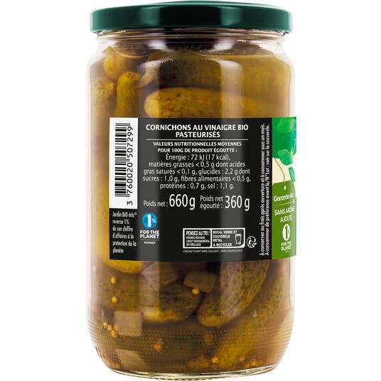 Eau Thermale Jonzac Cornichons Bio Sans Arôme Ajouté