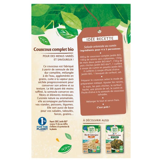 Eau Thermale Jonzac Couscous Bio Complet Et Grain Moyen