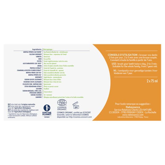 Eau Thermale Jonzac Dentifrice Soin Complet Lot De 2x75ml