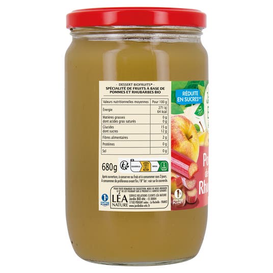 Eau Thermale Jonzac Dessert Biofruits Pomme Rhubarbe