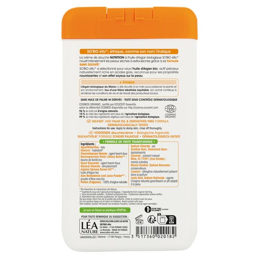 Eau Thermale Jonzac Douche Crème Nutrition à L'Huile D'Argan Bio - 450ml