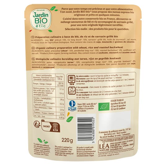 Eau Thermale Jonzac Duo Blé Riz Au Sarrasin Grillé - Bio