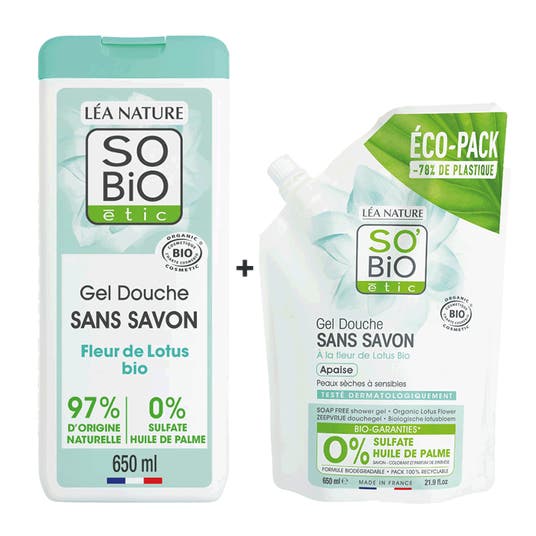 eau thermale jonzac Duo Flacon et Ecopack douche sans savon Fleur de Lotus