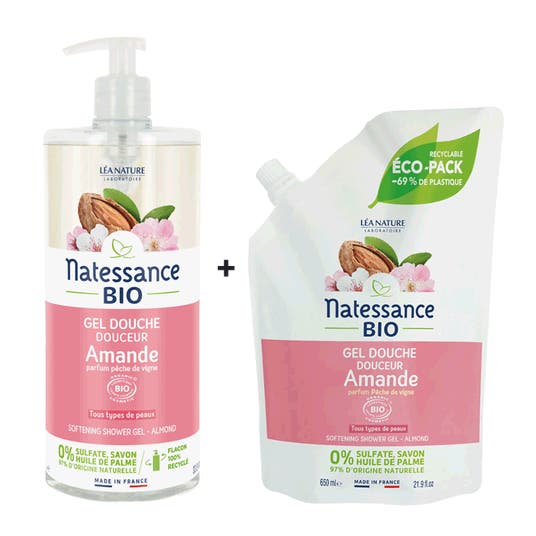 eau thermale jonzac Duo Flacon et Ecopack Gel douche Douceur amande