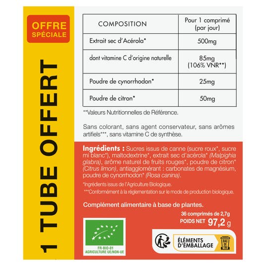 Eau Thermale Jonzac Acérola Bio 500 + 1 Tube Offert