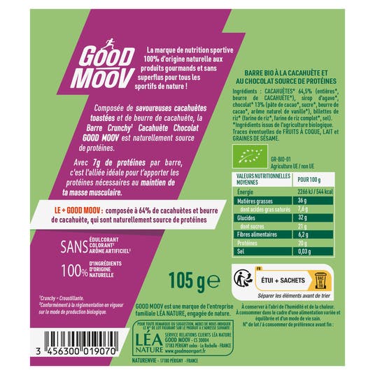 Eau Thermale Jonzac Barre Cacahuète Chocolat Bio