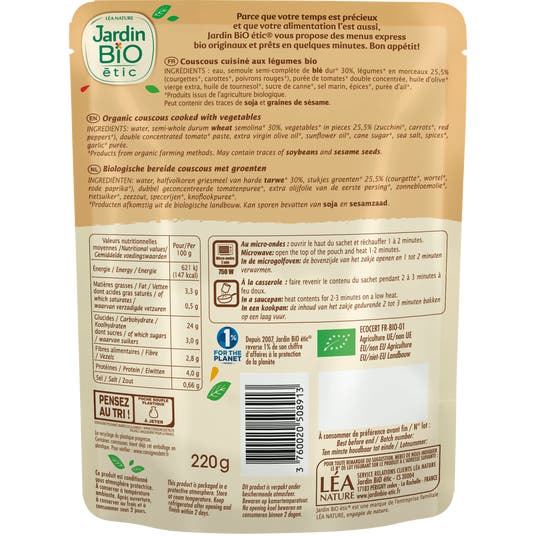 Eau Thermale Jonzac Couscous Aux Légumes - Bio