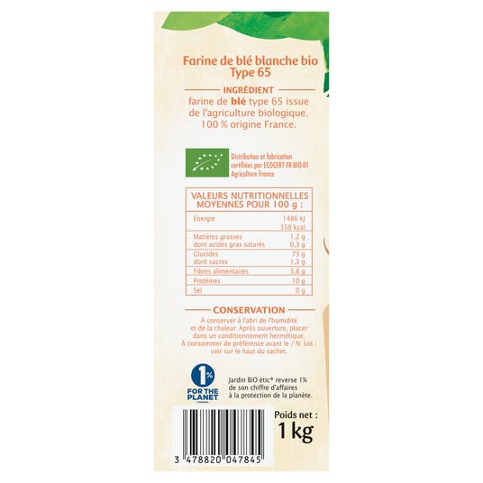 Eau Thermale Jonzac Farine De Blé Blanche T 65 - Bio