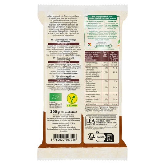 Eau Thermale Jonzac Fines Gaufrettes Chocolat - Bio