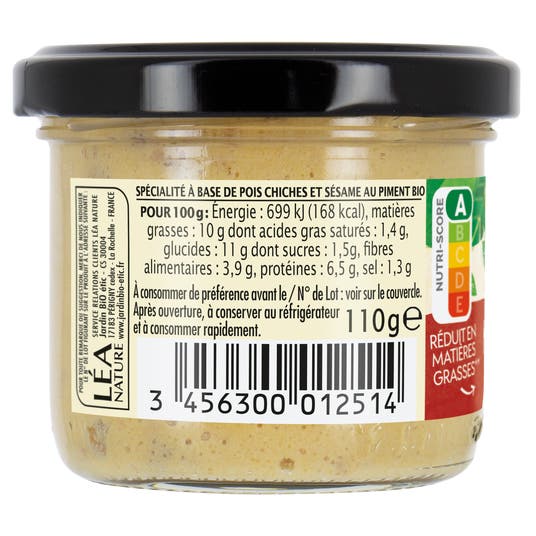 Eau Thermale Jonzac Houmous Piment Doux Bio