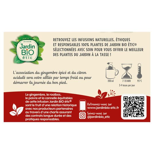 Eau Thermale Jonzac Infusion Gingembre Citron - Bio