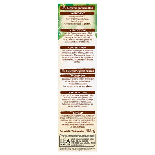 Eau Thermale Jonzac Lentilles Vertes Bio De France