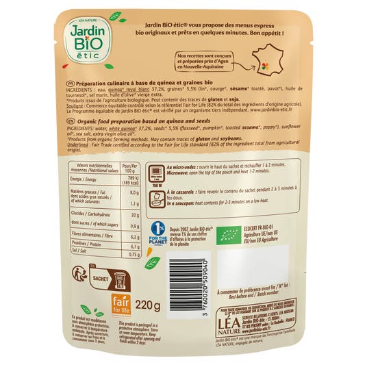 Eau Thermale Jonzac Quinoa Graines Gourmandes - Bio