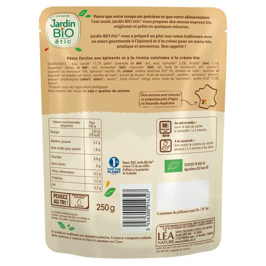 Eau Thermale Jonzac Ravioli Epinard Et Ricotta - Bio