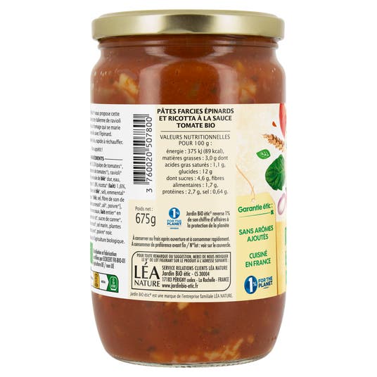 Eau Thermale Jonzac Ravioli Epinards Ricotta - Bio