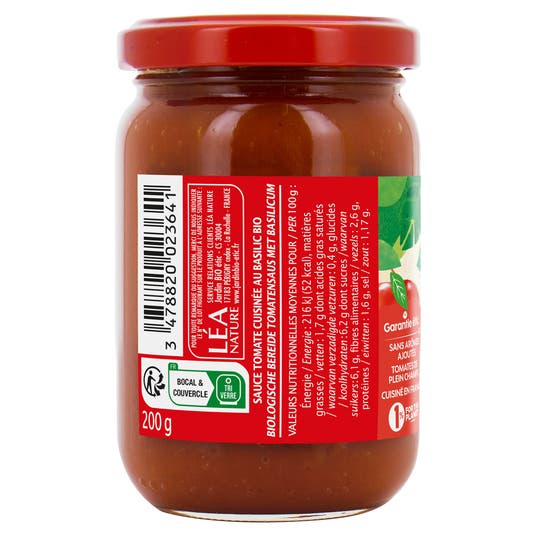 Eau Thermale Jonzac Sauce Tomate Bio Au Basilic