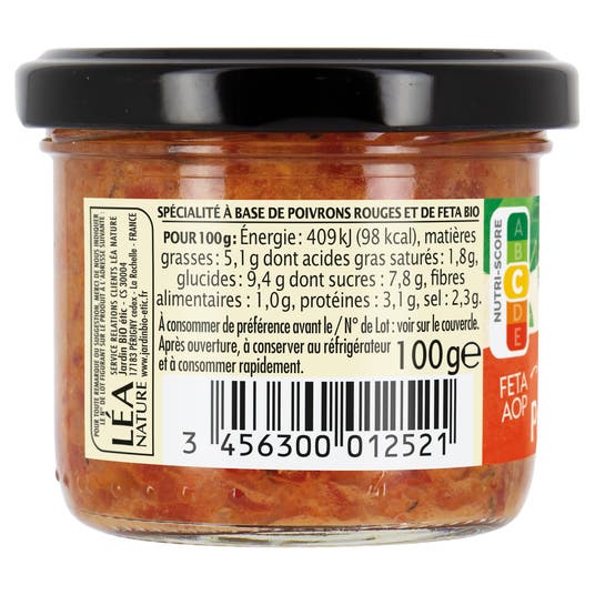 Eau Thermale Jonzac Tartinade Poivron Féta - Bio