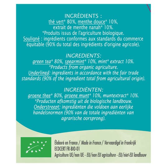Eau Thermale Jonzac Thé Vert équitable Menthe - Bio