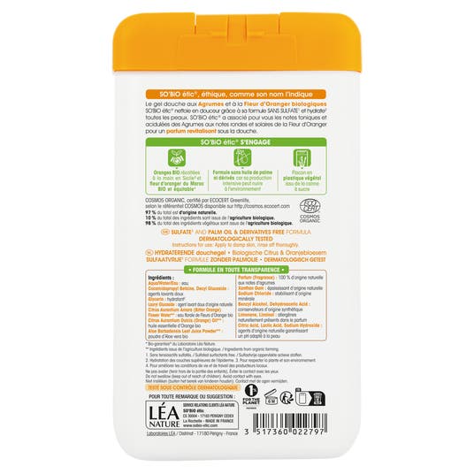 Eau Thermale Jonzac Gel Douche Hydratant¹ Agrumes Et Fleurs D'Oranger Bio