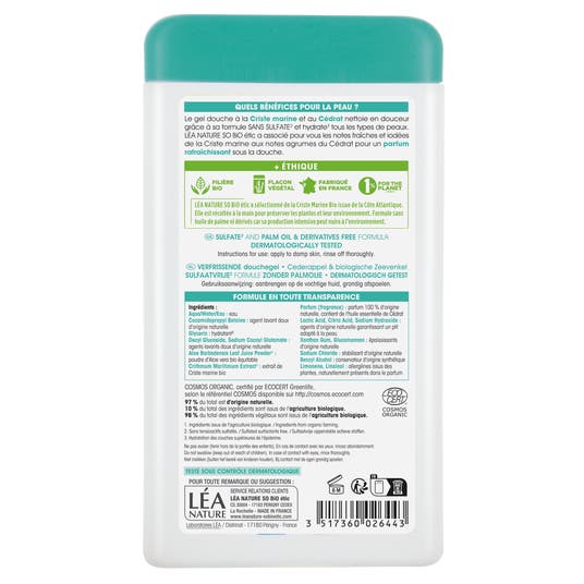 Eau Thermale Jonzac Gel Douche Rafraichissant Criste Marine Bio Et Cédrat