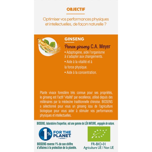Eau Thermale Jonzac Gélule Végétale Ginseng - Tonifiant Panax Rouge - Bio