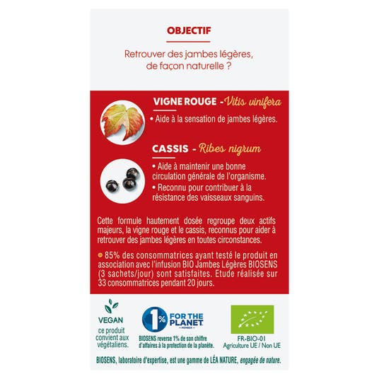 Eau Thermale Jonzac Gélules Jambes Légères - Vigne Rouge / Cassis - Bio