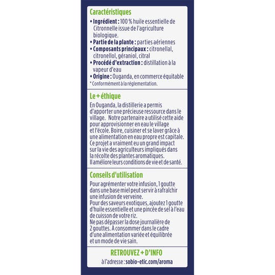 Eau Thermale Jonzac Huile Essentielle Citronnelle Bio