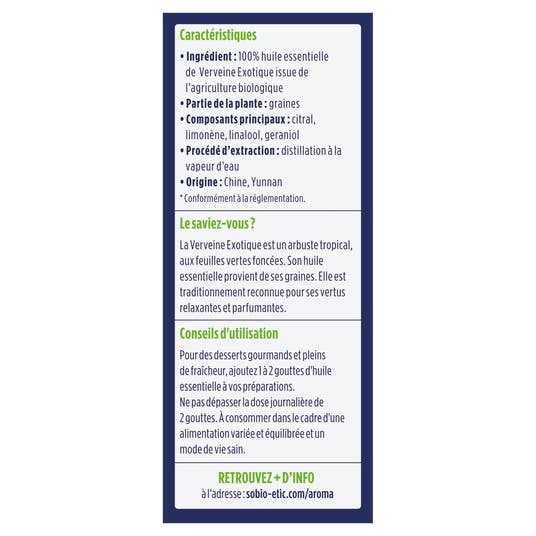 Eau Thermale Jonzac Huile Essentielle Verveine Exotique Bio