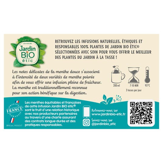 Eau Thermale Jonzac Infusion équitable 3 Menthes De France - Bio