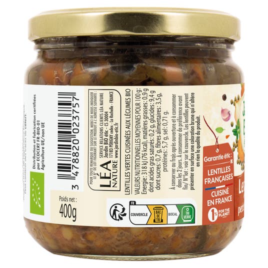 Eau Thermale Jonzac Lentilles Cuisinées Légumes* - Bio