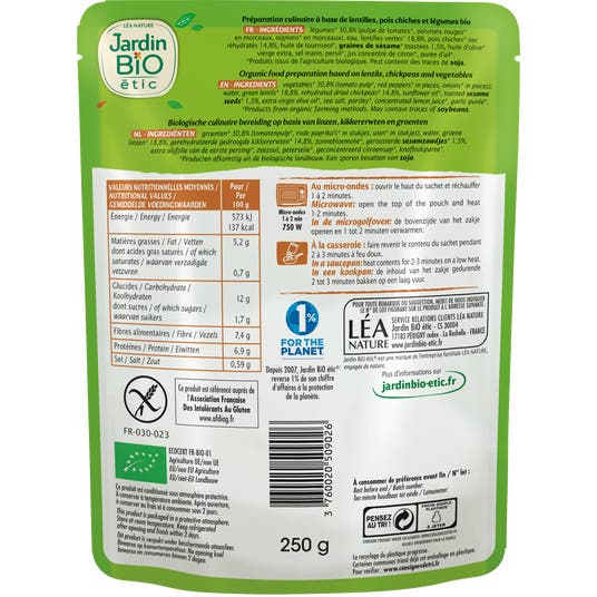 Eau Thermale Jonzac Lentilles Et Pois Chiches Cuisinés Sans Gluten - Bio