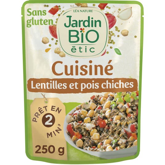 eau thermale jonzac Lentilles et pois chiches cuisinés sans gluten - bio