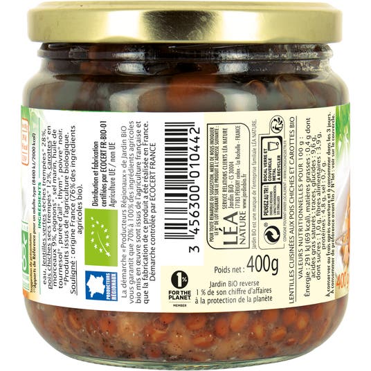 Eau Thermale Jonzac Lentilles Pois Chiches Carottes* - Bio