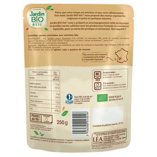 Eau Thermale Jonzac Lentilles Vertes Carottes Aux Petits Oignons - Bio