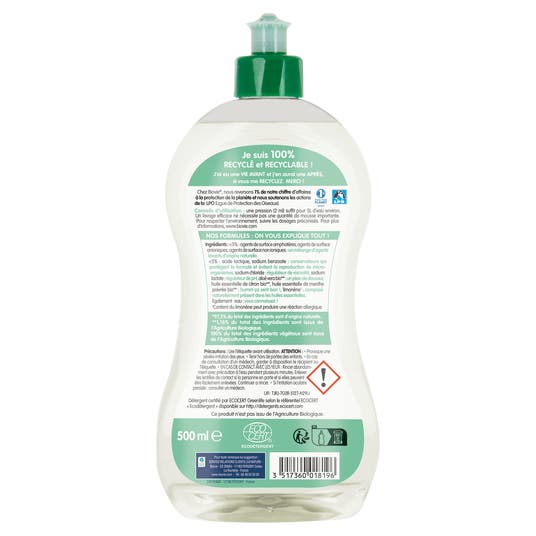 Eau Thermale Jonzac Liquide Vaisselle Et Mains Aux Huiles Essentielles De Menthe Citron Bio