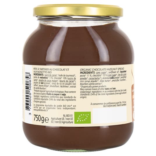 Eau Thermale Jonzac Pâte à Tartiner Bio Chocolat Et Noisette - 750g
