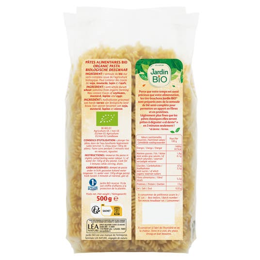 Eau Thermale Jonzac Pâtes Tire-bouchons Bio Semi-complets