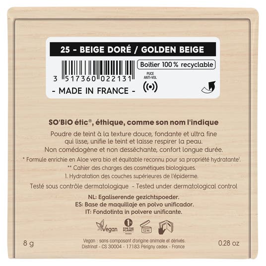 Eau Thermale Jonzac Poudre De Teint Unifiante Teint Divin - 25 Beige Doré