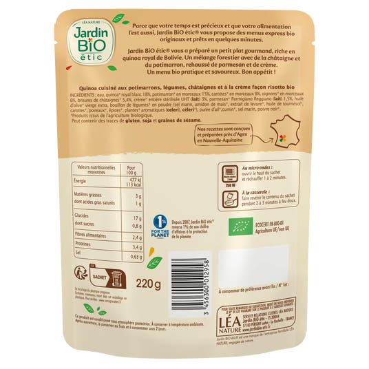 Eau Thermale Jonzac Quinotto Potimarron Châtaigne Parmesan - Bio