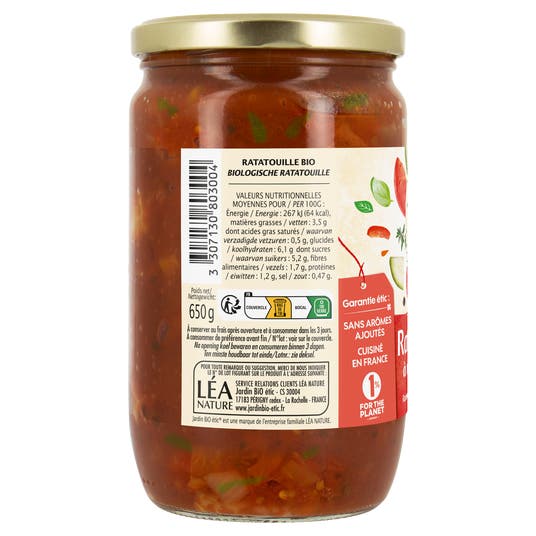 Eau Thermale Jonzac Ratatouille à La Provençale Bio Format Familial - 650g