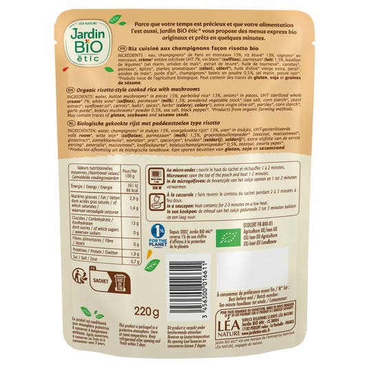 Eau Thermale Jonzac Risotto Champignons Et Parmesan-bio