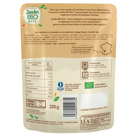 Eau Thermale Jonzac Risotto Tomate Et Poivron Rouge - Bio