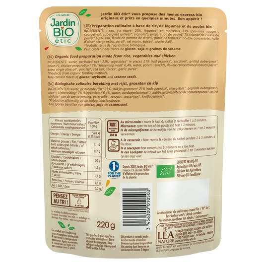 Eau Thermale Jonzac Riz Cuisiné Légumes Et Poulet - Bio