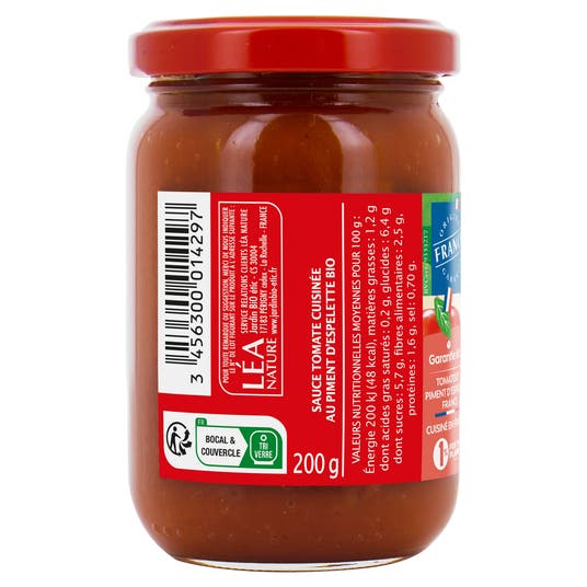 Eau Thermale Jonzac Sauce Tomate Piment D'Espelette - Bio