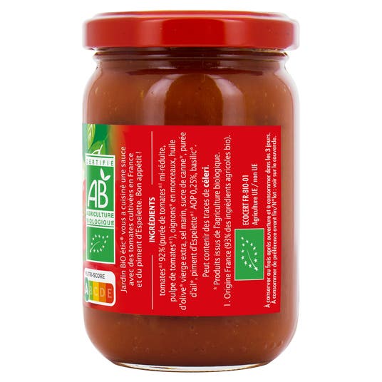 Eau Thermale Jonzac Sauce Tomate Piment D'Espelette - Bio
