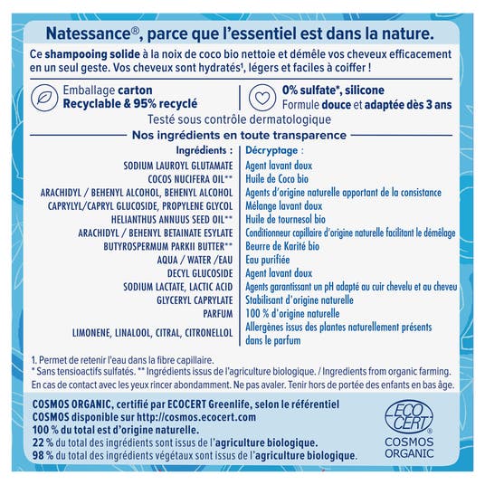 Eau Thermale Jonzac Shampooing Solide Et Démêlant Coco Bio