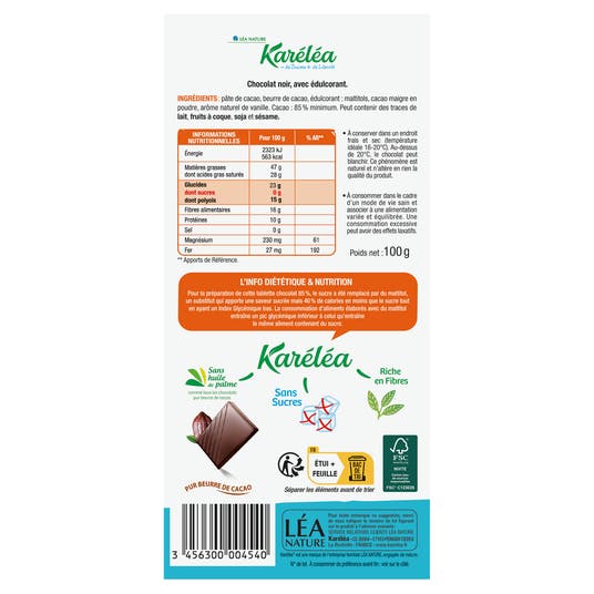 Eau Thermale Jonzac Tablette De Chocolat Noir 85% Cacao