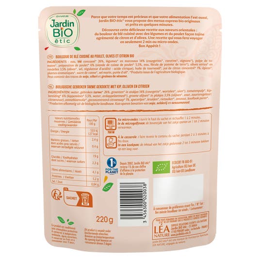 Eau Thermale Jonzac Tajine Boulgour Poulet Olive Citron